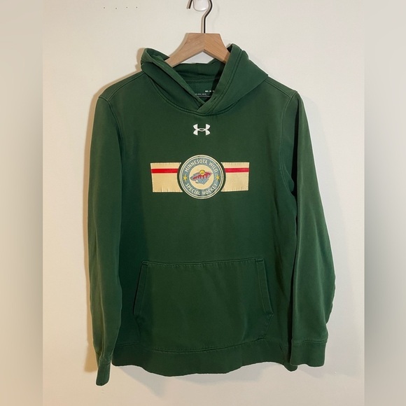 Under Armour Tops - Under Armour Coldgear Green MN Wild Hoodie Sweatshirt Medium Unisex Hockey